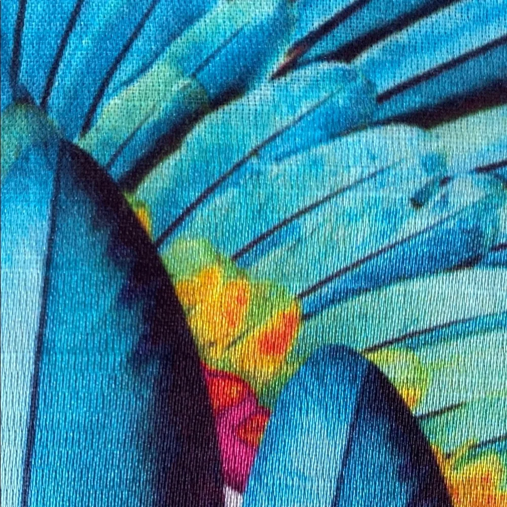 Echo Tropical Feathers Blue and Pink Scarf